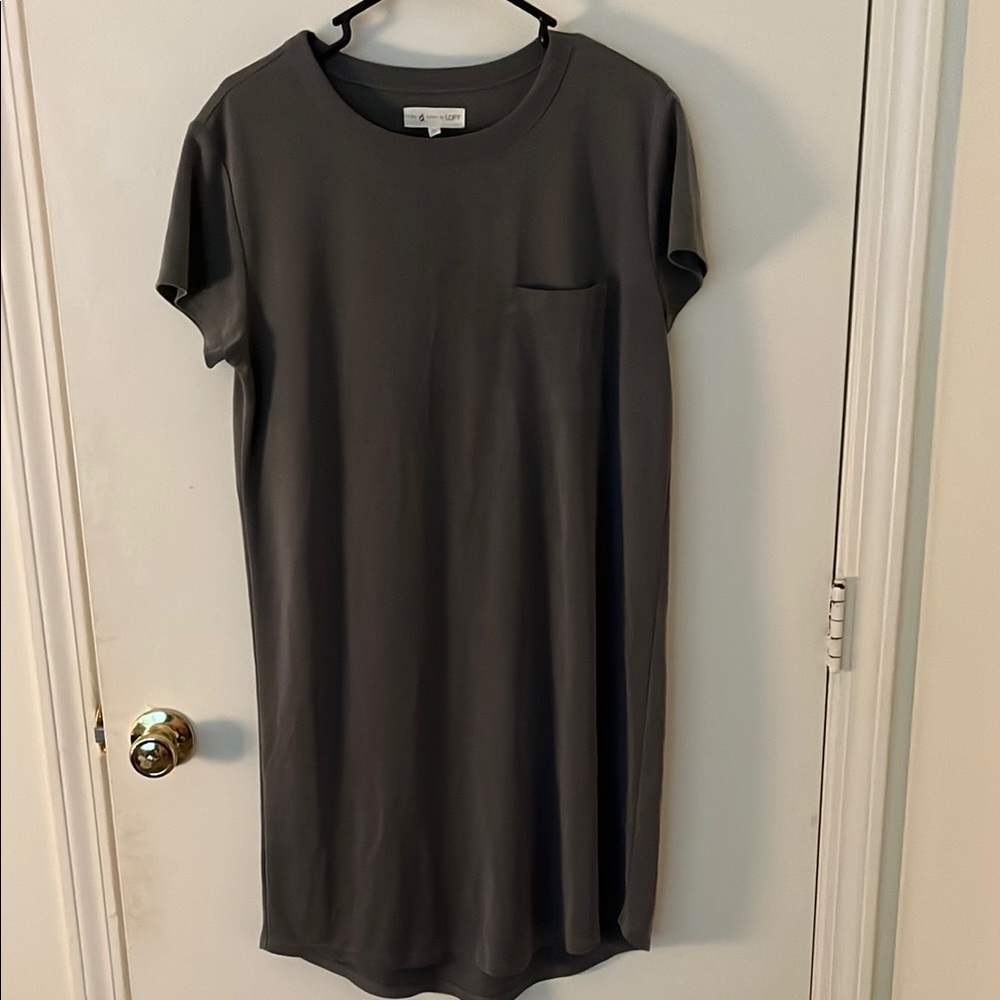 Lou & Grey T-Shirt Dress, Gray-Green, Size Medium
